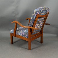 Parker Knoll, Mid-Century English Arts & Crafts Style Oak Reclining Armchair - Thumbnail 5