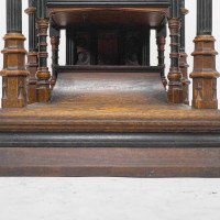 Henry William Batley Possibly for Gillows of Lancaster. A Large Aesthetic Movement Exhibition Quality Oak & Walnut Bracket Clock - Thumbnail 3
