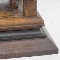 Henry William Batley Possibly for Gillows of Lancaster. A Large Aesthetic Movement Exhibition Quality Oak & Walnut Bracket Clock - Thumbnail 4
