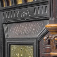 Henry William Batley Possibly for Gillows of Lancaster. A Large Aesthetic Movement Exhibition Quality Oak & Walnut Bracket Clock - Thumbnail 10