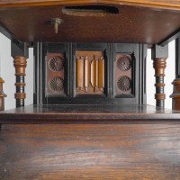 Henry William Batley Possibly for Gillows of Lancaster. A Large Aesthetic Movement Exhibition Quality Oak & Walnut Bracket Clock - Thumbnail 14