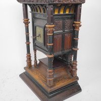 Henry William Batley Possibly for Gillows of Lancaster. A Large Aesthetic Movement Exhibition Quality Oak & Walnut Bracket Clock - Thumbnail 15