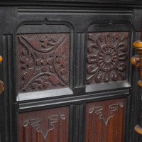 Henry William Batley Possibly for Gillows of Lancaster. A Large Aesthetic Movement Exhibition Quality Oak & Walnut Bracket Clock - Thumbnail 16
