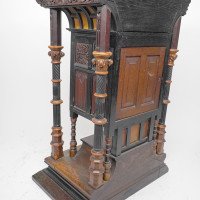Henry William Batley Possibly for Gillows of Lancaster. A Large Aesthetic Movement Exhibition Quality Oak & Walnut Bracket Clock - Thumbnail 17
