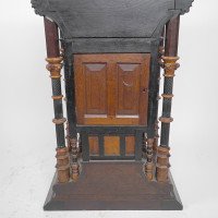 Henry William Batley Possibly for Gillows of Lancaster. A Large Aesthetic Movement Exhibition Quality Oak & Walnut Bracket Clock - Thumbnail 18