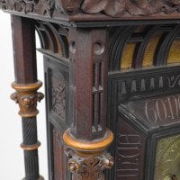 Henry William Batley Possibly for Gillows of Lancaster. A Large Aesthetic Movement Exhibition Quality Oak & Walnut Bracket Clock - Thumbnail 23