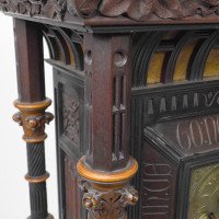 Henry William Batley Possibly for Gillows of Lancaster. A Large Aesthetic Movement Exhibition Quality Oak & Walnut Bracket Clock - Thumbnail 23