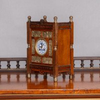 Howell & James In the style of Lewis Foreman Day. A Small Aesthetic Movement Walnut Mantle Clock - Thumbnail 3