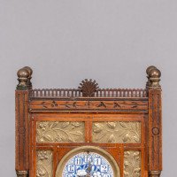 Howell & James In the style of Lewis Foreman Day. A Small Aesthetic Movement Walnut Mantle Clock - Thumbnail 10