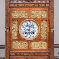 Howell & James In the style of Lewis Foreman Day. A Small Aesthetic Movement Walnut Mantle Clock - Thumbnail 11