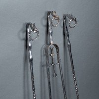 A Set of Arts & Crafts Cotswold School Polished Steel Hand Wrought Fire Utensils - Thumbnail 3