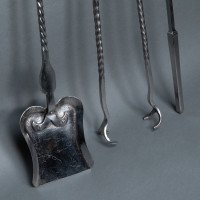 A Set of Arts & Crafts Cotswold School Polished Steel Hand Wrought Fire Utensils - Thumbnail 5