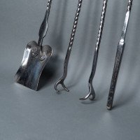 A Set of Arts & Crafts Cotswold School Polished Steel Hand Wrought Fire Utensils - Thumbnail 7