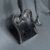 A Set of Arts & Crafts Cotswold School Polished Steel Hand Wrought Fire Utensils - Thumbnail 8