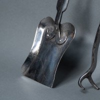 A Set of Arts & Crafts Cotswold School Polished Steel Hand Wrought Fire Utensils - Thumbnail 10