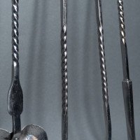 A Set of Arts & Crafts Cotswold School Polished Steel Hand Wrought Fire Utensils - Thumbnail 13