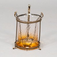 Arts & Crafts Brass Lantern with Subtle Bronze Tinged Shade - Thumbnail 5