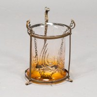 Arts & Crafts Brass Lantern with Subtle Bronze Tinged Shade - Thumbnail 6