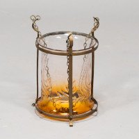 Arts & Crafts Brass Lantern with Subtle Bronze Tinged Shade - Thumbnail 7