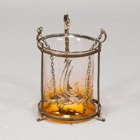 Arts & Crafts Brass Lantern with Subtle Bronze Tinged Shade - Thumbnail 8