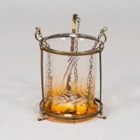 Arts & Crafts Brass Lantern with Subtle Bronze Tinged Shade - Thumbnail 11