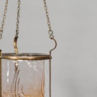 Arts & Crafts Brass Lantern with Subtle Bronze Tinged Shade - Thumbnail 13