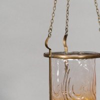 Arts & Crafts Brass Lantern with Subtle Bronze Tinged Shade - Thumbnail 15