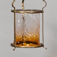Arts & Crafts Brass Lantern with Subtle Bronze Tinged Shade - Thumbnail 4