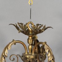 Arts & Crafts Three-branch Brass Ceiling Light - Thumbnail 7