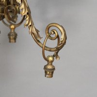 An Arts & Crafts Three-branch Brass Ceiling Light - Thumbnail 4