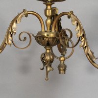 An Arts & Crafts Three-branch Brass Ceiling Light - Thumbnail 5