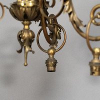 An Arts & Crafts Three-branch Brass Ceiling Light - Thumbnail 6