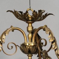 Arts & Crafts Three-branch Brass Ceiling Light - Thumbnail 8