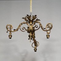 Arts & Crafts Three-branch Brass Ceiling Light - Thumbnail 14