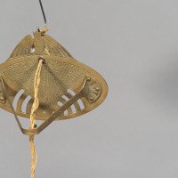 Arts & Crafts Brass Wall Light with Owl Finial and Pierced Fan Shade c.1900 - Thumbnail 7