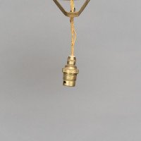 Arts & Crafts Brass Wall Light with Owl Finial and Pierced Fan Shade c.1900 - Thumbnail 9