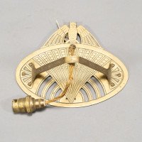 Arts & Crafts Brass Wall Light with Owl Finial and Pierced Fan Shade c.1900 - Thumbnail 10