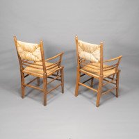 Philip Webb Attributed, Morris & Co., a Scarce Pair of Beech Sussex Armchairs - Thumbnail 7