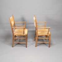 Philip Webb Attributed, Morris & Co., a Scarce Pair of Beech Sussex Armchairs - Thumbnail 8