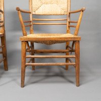 Philip Webb, attributed. Morris & Co., A Scarce Pair of Beech Sussex Armchairs - Thumbnail 14