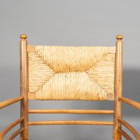 Philip Webb Attributed, Morris & Co., a Scarce Pair of Beech Sussex Armchairs - Thumbnail 16