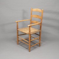 Ernest Gimson Made by Edward Gardiner. An Arts & Crafts Ash Ladder Back Bedales Armchair - Thumbnail 3