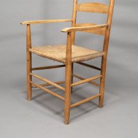 Ernest Gimson Made by Edward Gardiner. Arts & Crafts Ash Ladder Back Bedales Armchair - Thumbnail 14