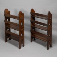 Liberty & Co., a Pair of 'the Radley Portable Bookcase', Solid Oak with Trefoil Details - Thumbnail 7