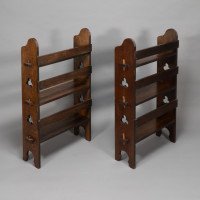Liberty & Co., a Pair of 'the Radley Portable Bookcase', Solid Oak with Trefoil Details - Thumbnail 5