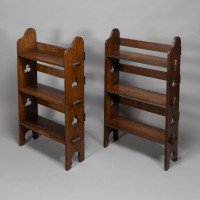 Liberty & Co., a Pair of 'the Radley Portable Bookcase', Solid Oak with Trefoil Details - Thumbnail 3