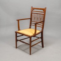 E. W. Godwin Attributed, Anglo-Japanese Walnut Spindle Back Armchair - Thumbnail 3