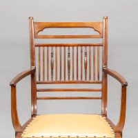E. W. Godwin, attributed. An Anglo-Japanese Walnut Spindle Back Armchair - Thumbnail 9