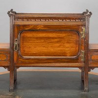 Thomas Jeckyll Attributed, Made by William Walker & Sons. Rare Anglo-Japanese Octagonal Walnut Partner Desk - Thumbnail 18