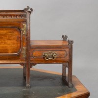 Thomas Jeckyll Attributed, Made by William Walker & Sons. Rare Anglo-Japanese Octagonal Walnut Partner Desk - Thumbnail 17